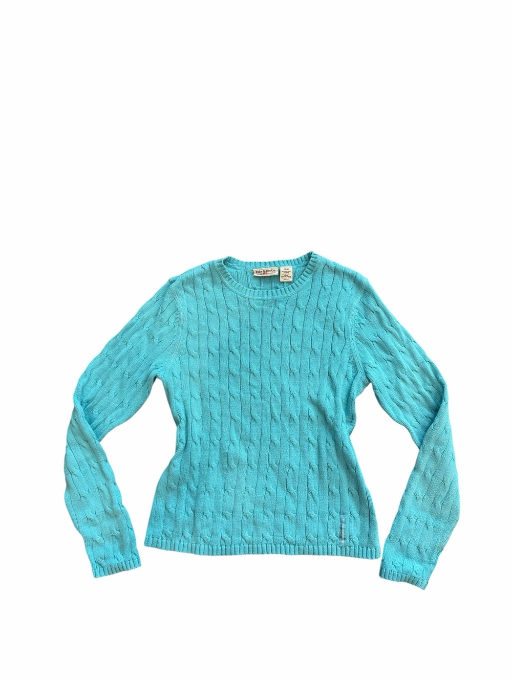 Polo Jeans Co. Women's Turquoise Cable Knit Long Sleeve Sweater Classic Size M